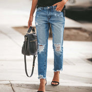 Women's Ripped Non-elastic Retro Fashion Jeans virtual