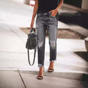 Women's Ripped Non-elastic Retro Fashion Jeans virtual