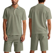 Summer Men's Loose Casual Linen Breathable Short Beach Sleeve Shorts Suit virtual
